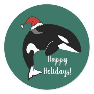Orca Killer Whale Christmas  Classic Round Sticker
