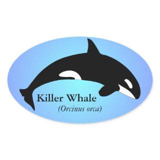 Orca Killer Whale Gradient Blue Oval Sticker