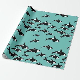 Orca Killer Whale Pattern on Blue