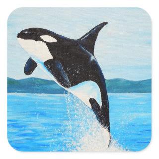 Orca Painting Square Sticker