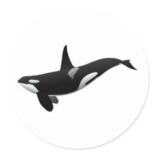 Orca whale illustration - Choose background color Classic Round Sticker