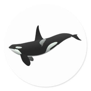 Orca whale illustration - Choose background color Classic Round Sticker