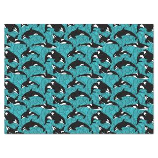 Orcas Killer Whales in the Ocean Patterned Tissue Paper