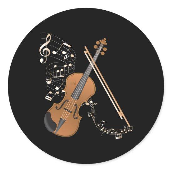Orchestra Violin Player Musical Instrut Violin Classic Round Sticker