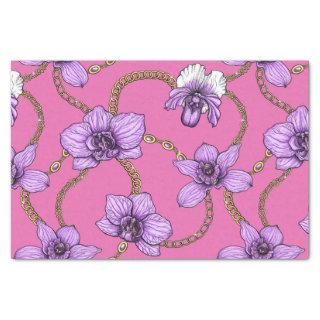 Orchids and chains, violet and pink tissue paper