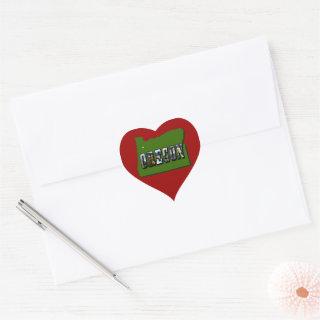 Oregon Map and Picture Text Heart Sticker