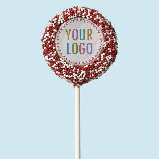 Oreos® Custom Company Logo Red & White Sprinkles Chocolate Covered Oreo Pop