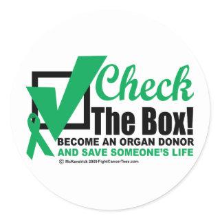 Organ Donor Check the Box Classic Round Sticker