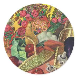 Organic Food, Garden Vegetables, Blooming Flowers Classic Round Sticker