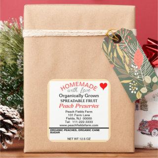 Organic Red Orange Peach Preserves Canning Square Sticker
