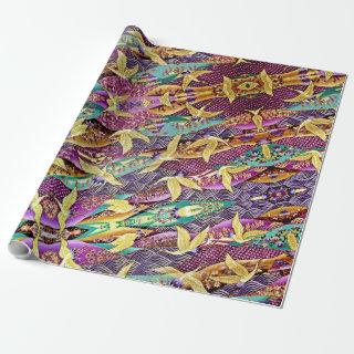 Oriental Golden Cranes Patchwork