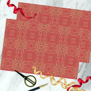 Oriental Luxury Gold and Red Filigree Pattern Tissue Paper