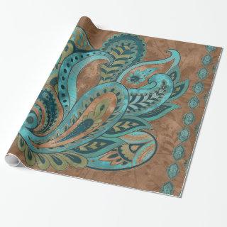 Oriental Paisley Pattern Watercolor and Gold