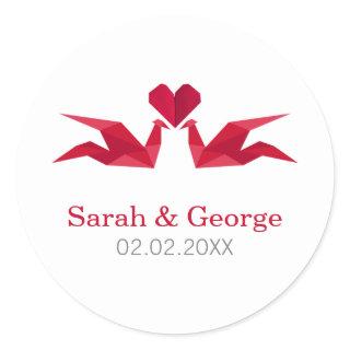 origami red cranes Wedding favors stickers
