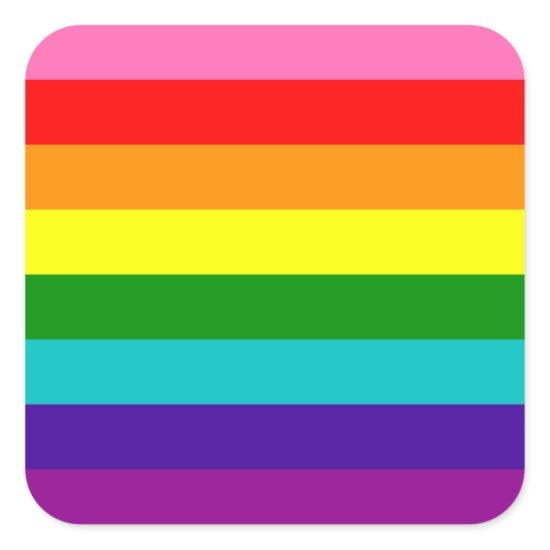 Original 8-Stripe LGBT Gay Pride Rainbow Flag Square Sticker