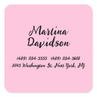Original Unique Pink Creative Calligraphy Square Sticker