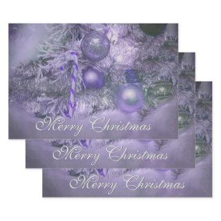 Ornaments Merry Christmas Purple Holiday Tree  Sheets