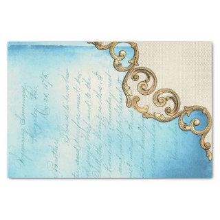 Ornate Blue Vintage Decoupage Tissue Paper