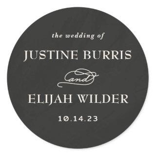 Ornate Frame Wedding Sticker Label - Black