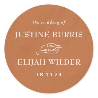 Ornate Frame Wedding Sticker Label - Tan