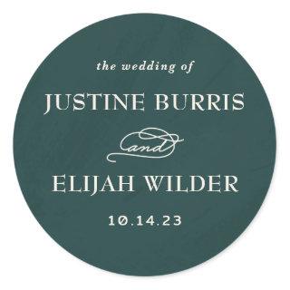 Ornate Frame Wedding Sticker Label - Teal