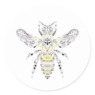 ornate honey bee classic round sticker