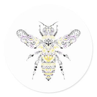 ornate honey bee classic round sticker