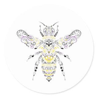 ornate honey bee classic round sticker