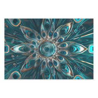 Ornate peacock feathers mandala  sheets