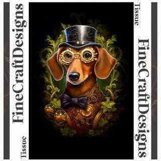 Ornate Steampunk Dachshund Dog Decoupage Left 149 Tissue Paper