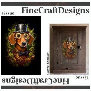Ornate Steampunk Dachshund Dog Decoupage Right 149 Tissue Paper