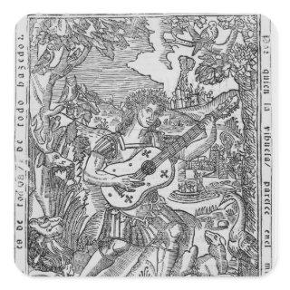Orpheus Playing Music Square Sticker