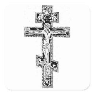 Orthodox Cross Square Sticker