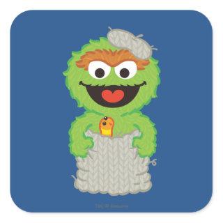 Oscar the Grouch Wool Style Square Sticker