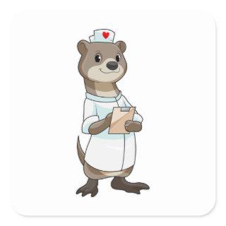 Otter as Nurse with Heart Square Sticker