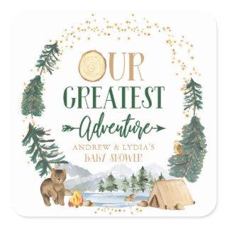 Our Greatest Adventure Baby Shower Square Sticker