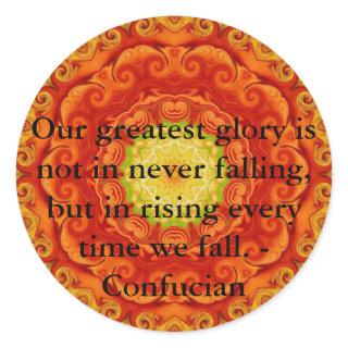 Our greatest glory is not in never falling, but... classic round sticker