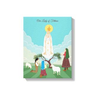 Our Lady of Fatima and the three shepherds Canvas Print