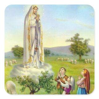 Our Lady of Fatima Children Sheep Square Sticker