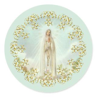 Our Lady of Fatima Gold Lace Classic Round Sticker