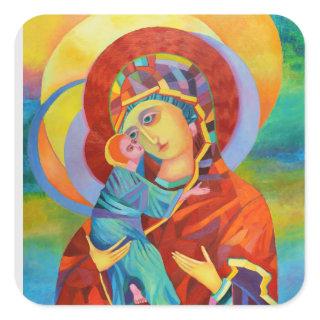 Our Lady Virgin Mary Madonna and Child Square Sticker