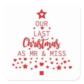 Our Last Christmas as Mr and Miss Happy Noel Square Sticker