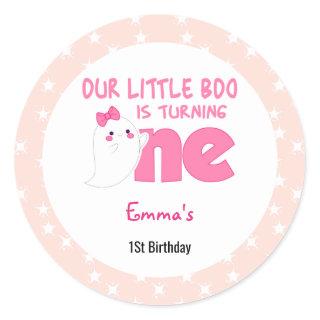 Our Little Boo Turning One, Halloween 1St Birthday Classic Round Sticker
