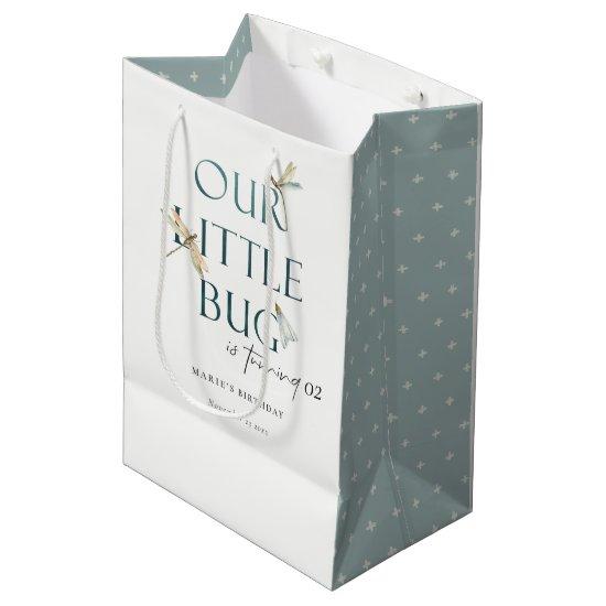 Our Little Bug Blue Dragonfly Any Age Birthday Medium Gift Bag