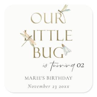 Our Little Bug Gold Dragonfly Any Age Birthday Square Sticker