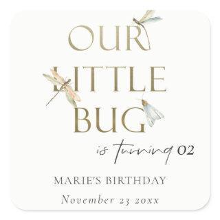 Our Little Bug Gold Dragonfly Any Age Birthday Square Sticker