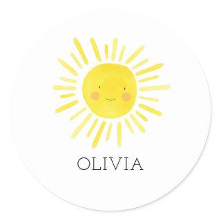 Our Little Sunshine Birthday Party Favors Classic Round Sticker