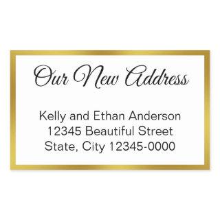 Our New Address White and Gold Moving Announcement Rectangular Sticker