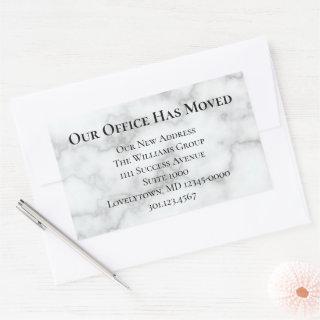 Our Office Has Moved Faux Marble Announcement Rectangular Sticker