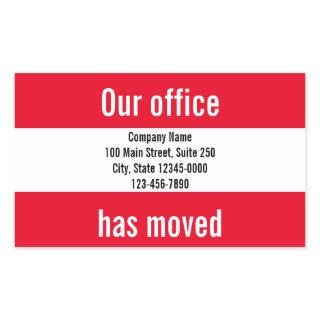 Our Office Has Moved Red White Moving Announcement Rectangular Sticker